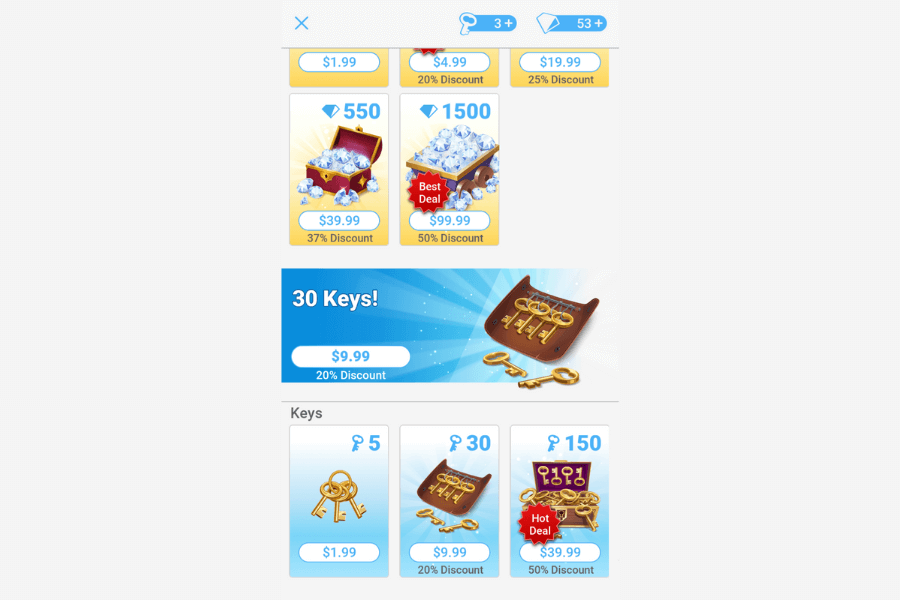 choices: stories you play monetization in-game store keys