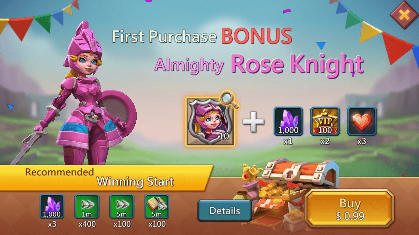 lords mobile monetization first purchase bonus