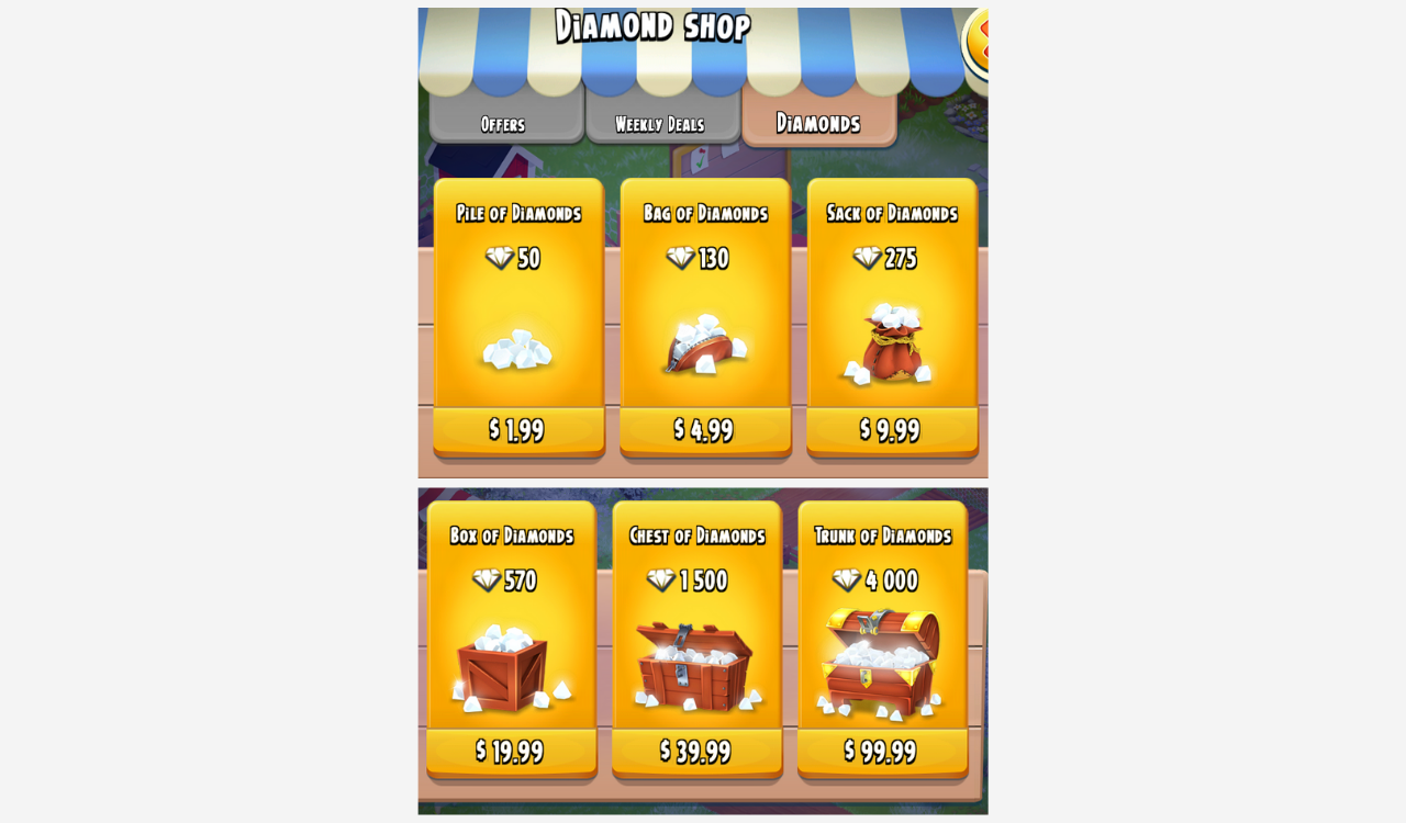 hay day monetization diamond shop