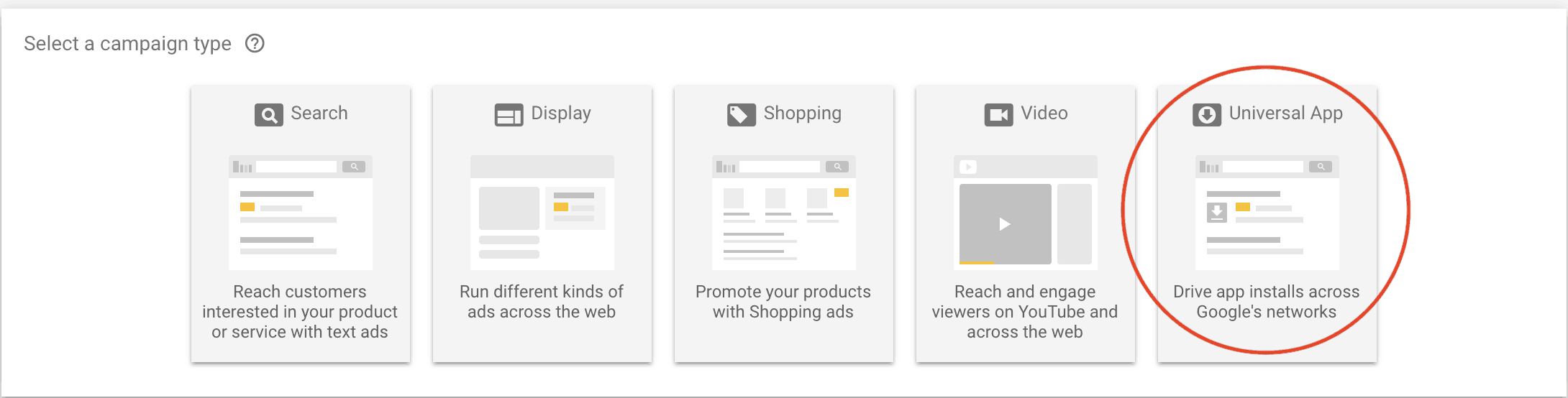 google universal app campaign screenshot